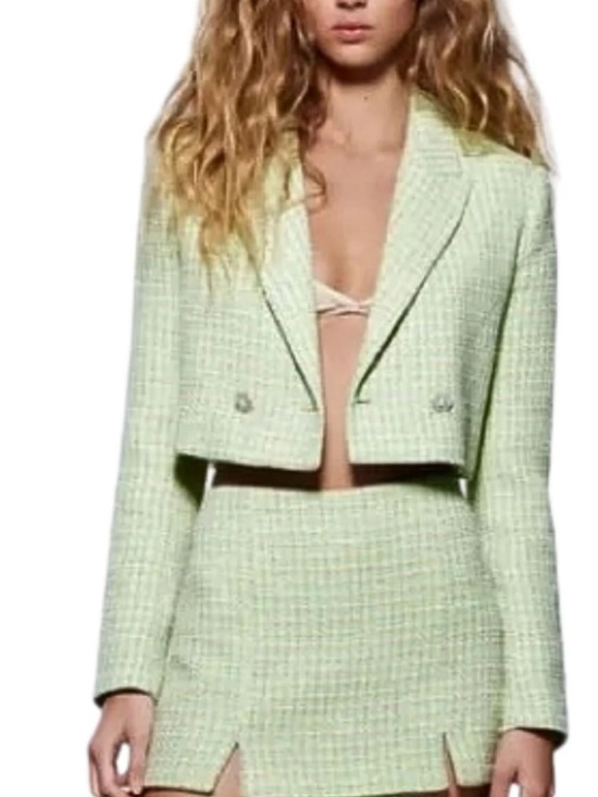 Zara Jackets & Blazers - Zara Light Mint Cropped Tweed Blazer and skorts set sz S/M